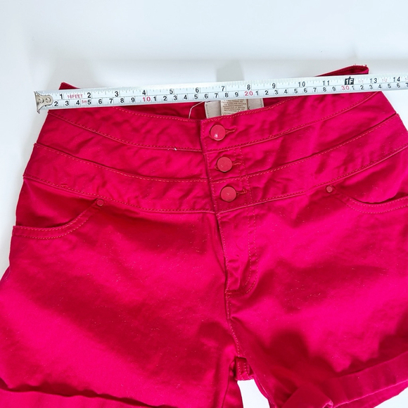 High Waisted Cotton-Blend Liquid X Red Shorts Size 1/2 Spring Summer Retro Beach - Picture 8 of 9
